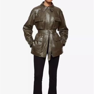 NWT Anine Bing Olive Leather Jacket